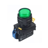 Nút Nhấn IDEC Có Đèn Ø22mm 220V AC/DC 1NC YW1L-M2E01QM3G Màu Xanh Lá