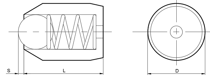 Vít Bi Nhún Không Ren Inox 303 Đầu Inox 440C BSZP8_drawing