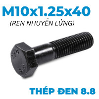 Bulong Thép Đen 8.8 DIN960 M10x1.25x40 Ren Nhuyễn Lửng (AF14)