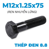 Bulong Thép Đen 8.8 DIN960 M12x1.25x75 Ren Nhuyễn Lửng