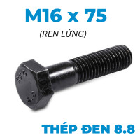 Bulong Thép Đen 8.8 DIN931 M16x75 Ren Lửng