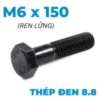 Bulong Thép Đen 8.8 DIN931 M6x150 Ren Lửng