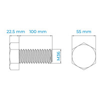 Bulong Thép Đen 8.8 DIN961 M36x3.0x100 Ren Nhuyễn