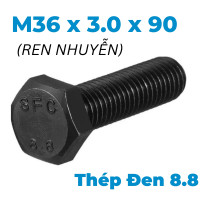 Bulong Thép Đen 8.8 DIN961 M36x3.0x90 Ren Nhuyễn