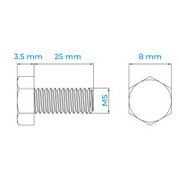 Bulong Thép Đen 8.8 DIN933 M5x25