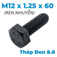 Bulong Thép Đen 8.8 DIN961 M12x1.25x60 Ren Nhuyễn
