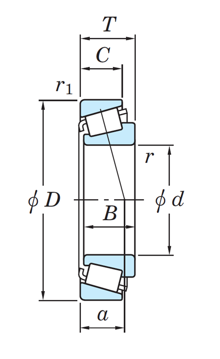Vòng Bi Đũa Côn 50x90x32 mm Koyo 33210_drawing