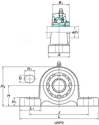 Gối Đỡ Hình Omega UCP 30x47.6x167 mm Koyo UKP207_drawing