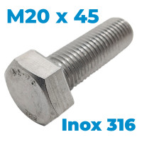 Bulong Inox 316 DIN933 M20x45