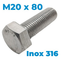 Bulong Inox 316 DIN933 M20x80