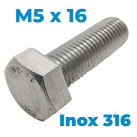 Bulong Inox 316 DIN933 M5x16