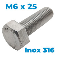 Bulong Inox 316 DIN933 M6x25