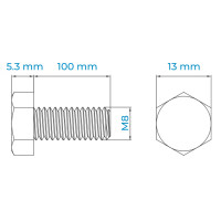 Bulong Inox 316 DIN933 M8x100