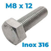 Bulong Inox 316 DIN933 M8x12