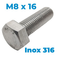 Bulong Inox 316 DIN933 M8x16