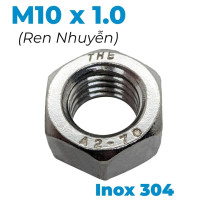 Tán Inox 304 DIN934 M10x1.0 Ren Nhuyễn