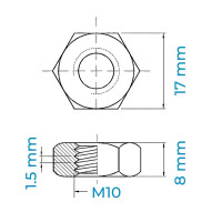 Tán Thép Mạ Kẽm Trắng Cr3+ 8.8 DIN934 M10