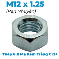Tán Thép Mạ Kẽm Trắng Cr3+ 8.8 DIN934 M12x1.25 Ren Nhuyễn