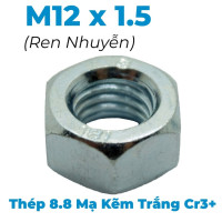 Tán Thép Mạ Kẽm Trắng Cr3+ 8.8 DIN934 M12x1.5 Ren Nhuyễn