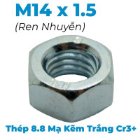Tán Thép Mạ Kẽm Trắng Cr3+ 8.8 DIN934 M14x1.5 Ren Nhuyễn