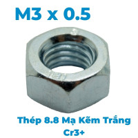 Tán Thép Mạ Kẽm Trắng Cr3+ 8.8 DIN934 M3