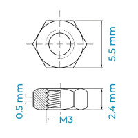 Tán Thép Mạ Kẽm Trắng Cr3+ 8.8 DIN934 M3
