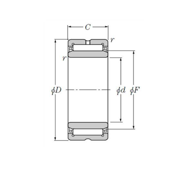  Vòng Bi Kim Gia Công Kèm Lồng Trong 25x42x17 mm NTN NTN-NA4905R_drawing