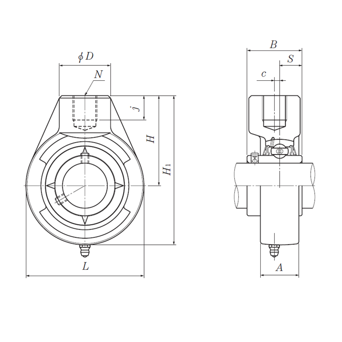 Gối Đỡ Vòng Bi Cầu D9 mm NTN HB209D1_drawing