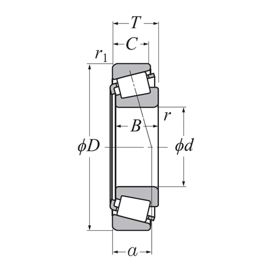 Vòng Bi Đũa Côn 1 Dãy 28x58x24 mm NTN 4T-332/28PX1_drawing
