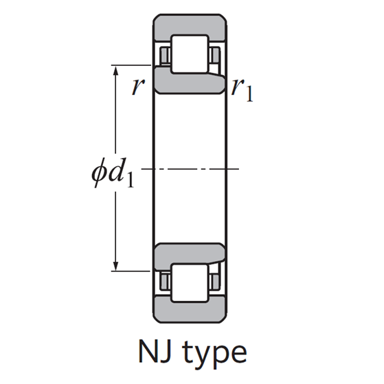 Vòng Bi Đũa Trụ 1 Dãy 20x47x14mm NTN NJ204_drawing