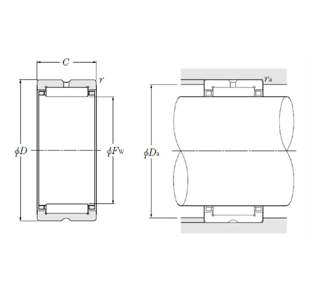 Vòng Bi Kim 12x25x12 mm NTN 8E-NK15X25X12-3_drawing