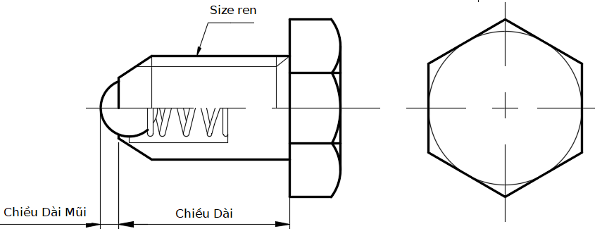 Vít Bi Nhún Thép BPHH6-40_drawing