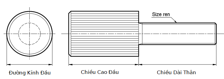 Long Knurled Head Screw LRLM3-6_drawing