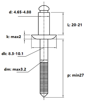 Rivet Inox 304 OD4.8x20mm (100 Cái)_drawing