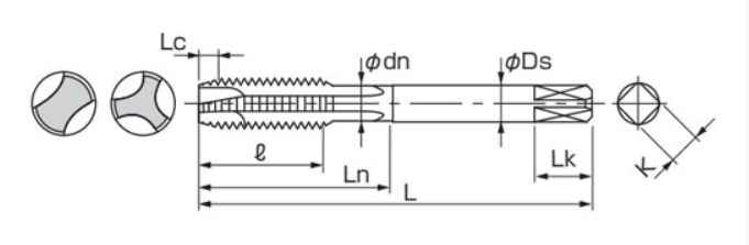 Mũi Taro Thẳng Nachi (L6868) M4x0.7_drawing