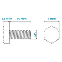 Bulong Inox 316 DIN933 M5x50