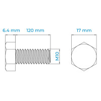 Bulong Inox 316 DIN933 M10x120