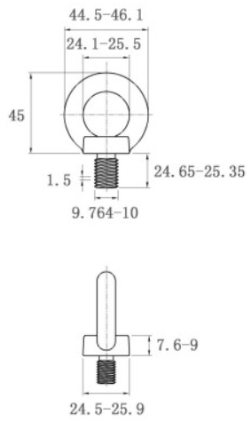 Bulong Vòng Thép Mạ Kẽm DIN580 M10x25_drawing