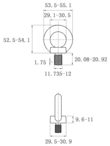 Bulong Vòng Thép Mạ Kẽm DIN580 M12x20.5_drawing