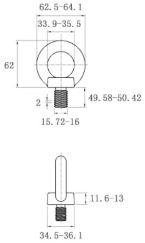 Bulong Vòng Thép Mạ Kẽm DIN580 M16x50_drawing