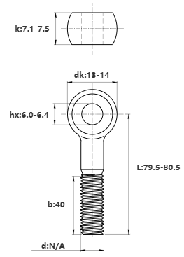 Bulong Mắt Inox 304 M8x80 (Lửng)_drawing