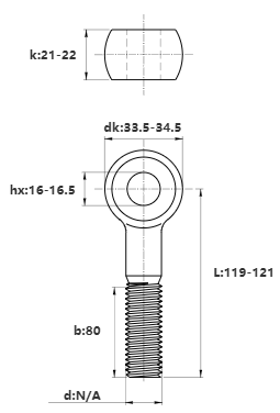 Bulong Mắt Inox 304 M20x120 (Lửng)_drawing