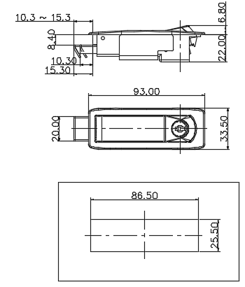 Embedded Door Handle With Latch BYMS612-1-1-BK_drawing