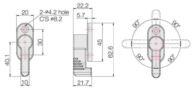 Rotary Hasp BY3-35-BK_drawing