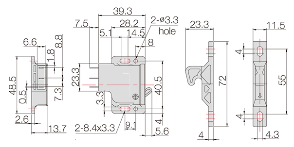 Grabber Door Catch BY3-3CE-WT_drawing