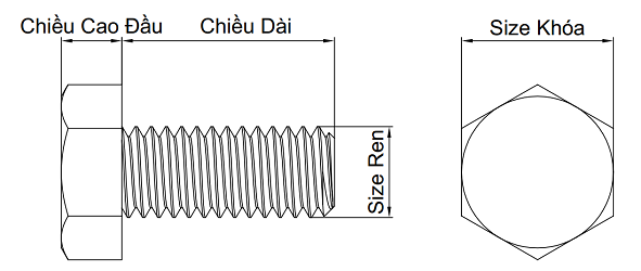 Bulong Mạ Kẽm Trắng Cr3+ 12.9 DIN933 M10x130_drawing