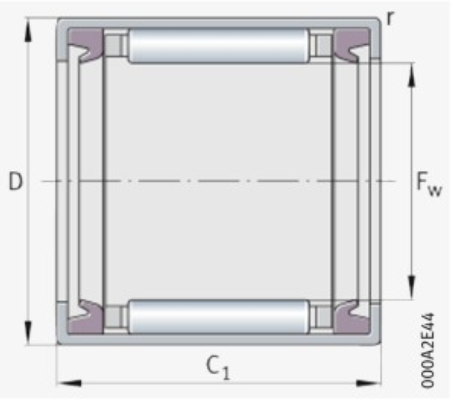Vòng Bi Kim Vỏ Dập 10x14x12mm INA HK1012-RS-FPM-B-L271_drawing