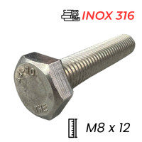 Bulong Inox 316 DIN933 M8x12