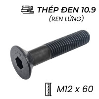 Lục Giác Chìm Col Thép Đen 10.9 DIN7991 M12x60 Ren Lửng