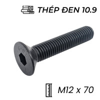 Lục Giác Chìm Col Thép Đen 10.9 DIN7991 M12x70